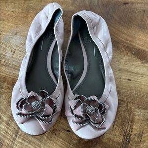 Paolo Light Pink Flats with Floral Detail